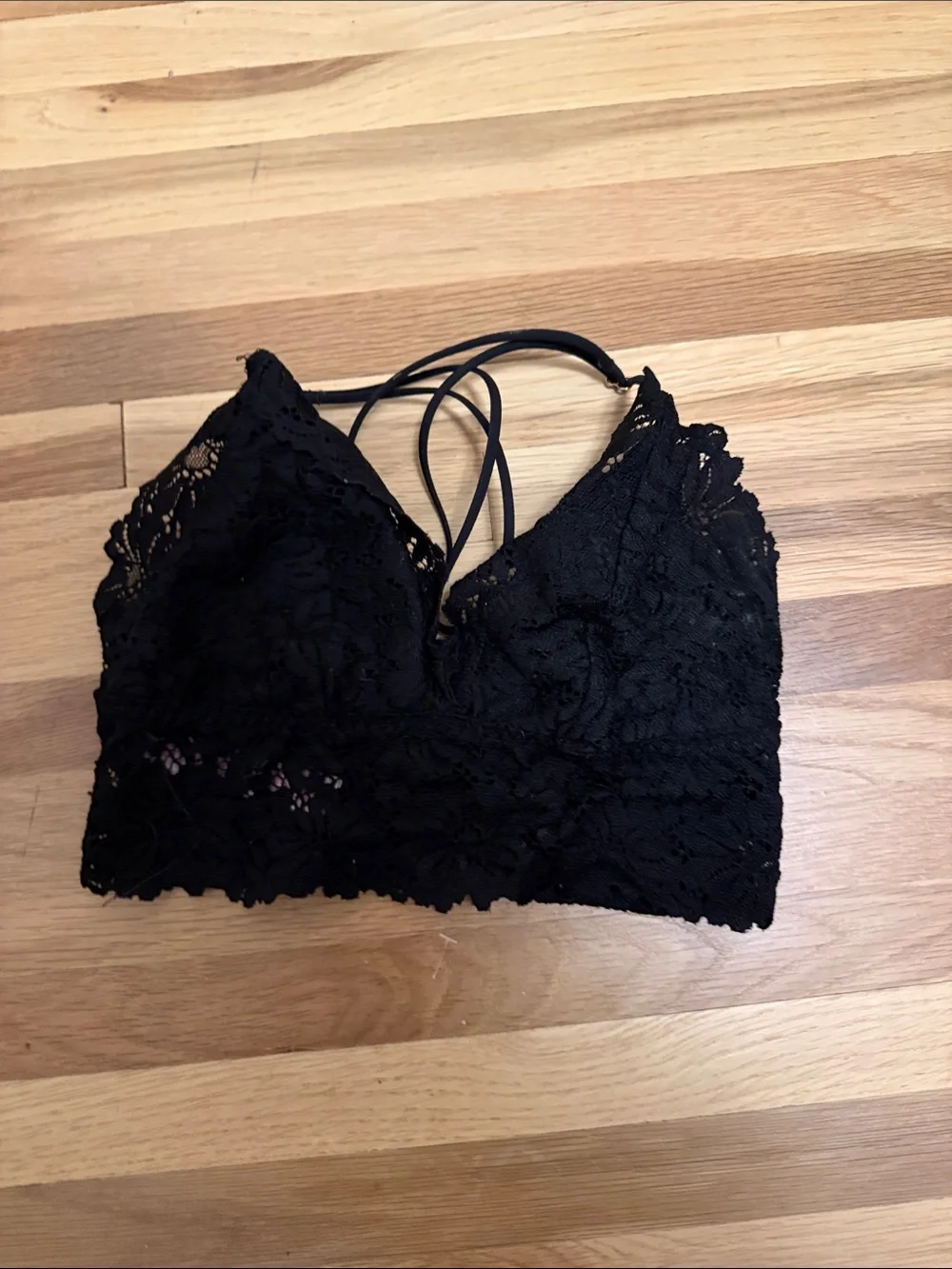 PINK Victoria's Secret Black Lace Strappy Bralette